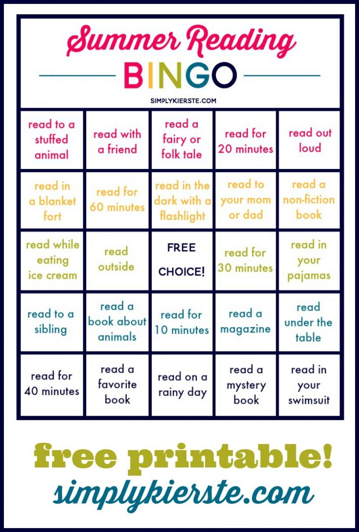 Summer Reading Bingo Card Printable