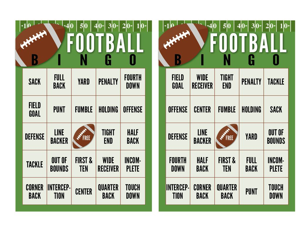 Printable Football Bingo Cards Printable Bingo Cards