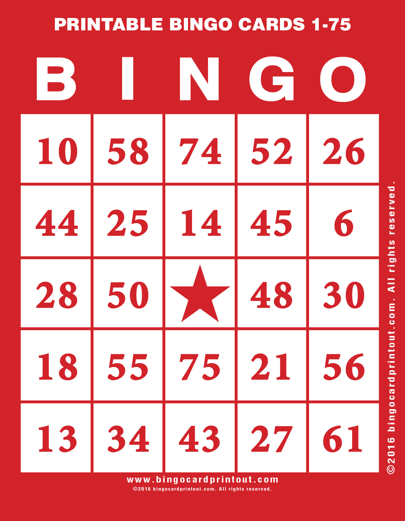 bingo cards random numbers 1 75