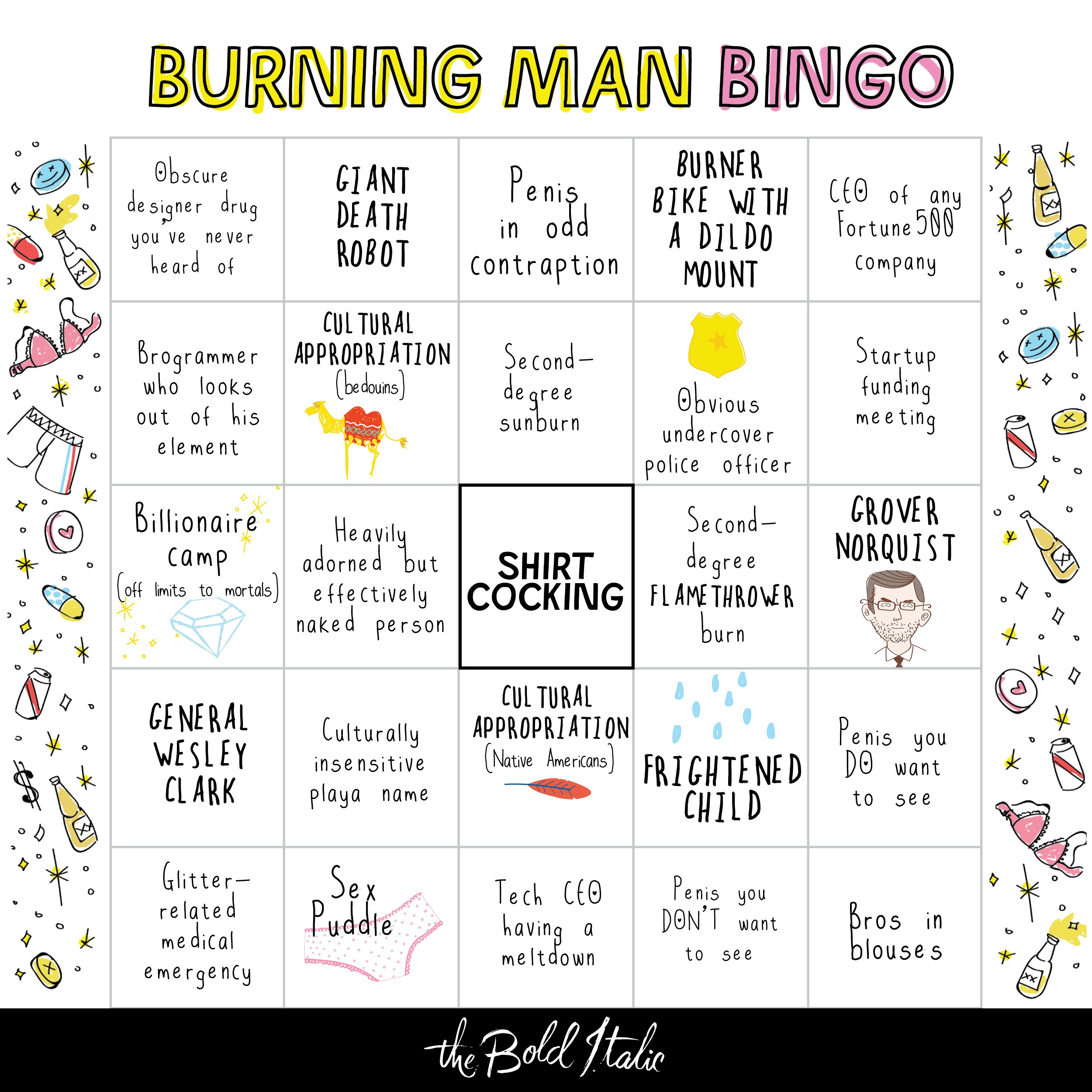 The Burning Man Bingo Card - The Bold Italic