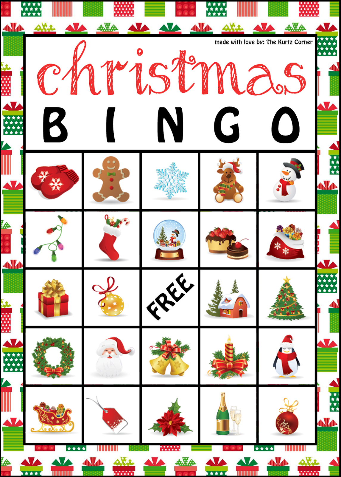 The Kurtz Corner: Free Printable Christmas Bingo Cards