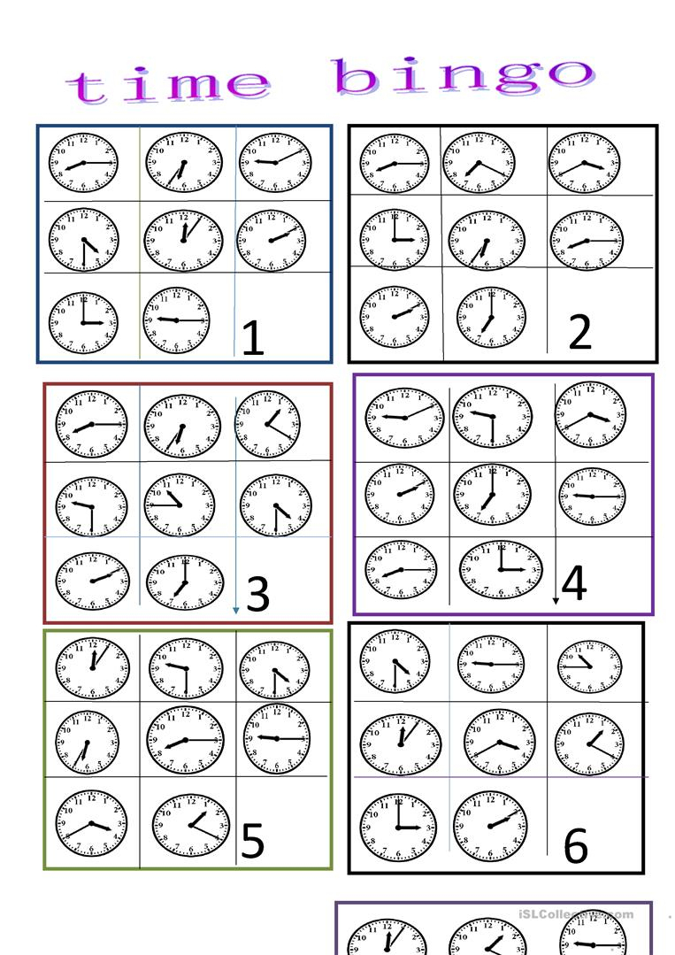 Time Bingo - English Esl Worksheets For Distance Learning