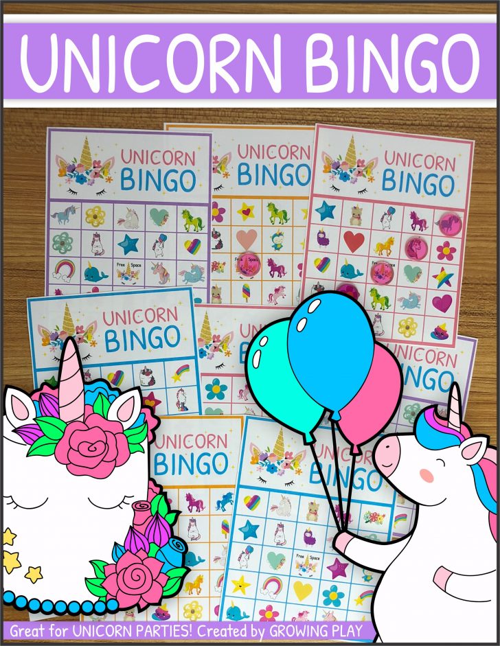 Printable Unicorn Bingo Cards and Chips