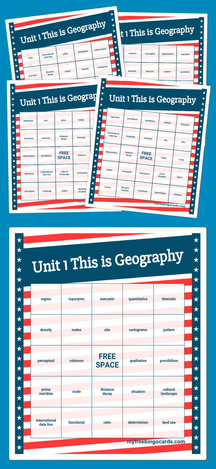 Unit 1 This Is Geography Bingo | Free Printable Bingo Cards