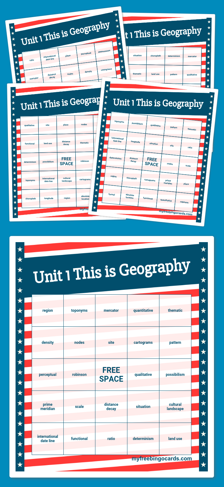Free United States Bingo Geography Activities Bingo Printable 