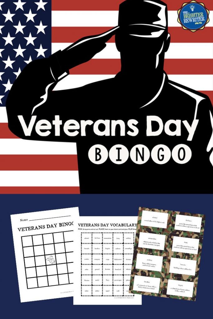 Veterans Day Vocabulary Bingo Veterans Day Bingo Bingo Cards
