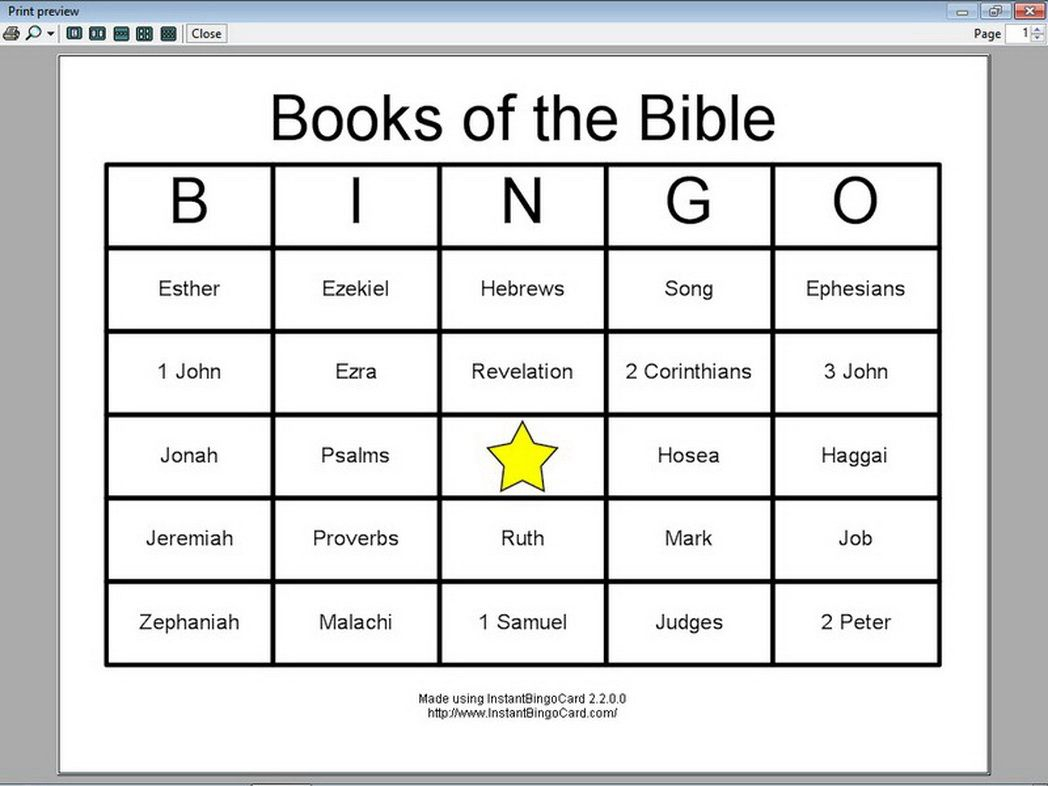 Free Printable Books Of The Bible Bingo Cards Printable Bingo Cards