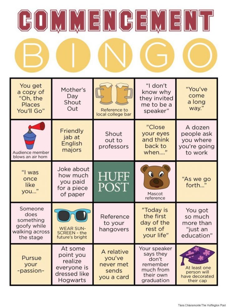 we made a commencement bingo card to track all the cliches printable