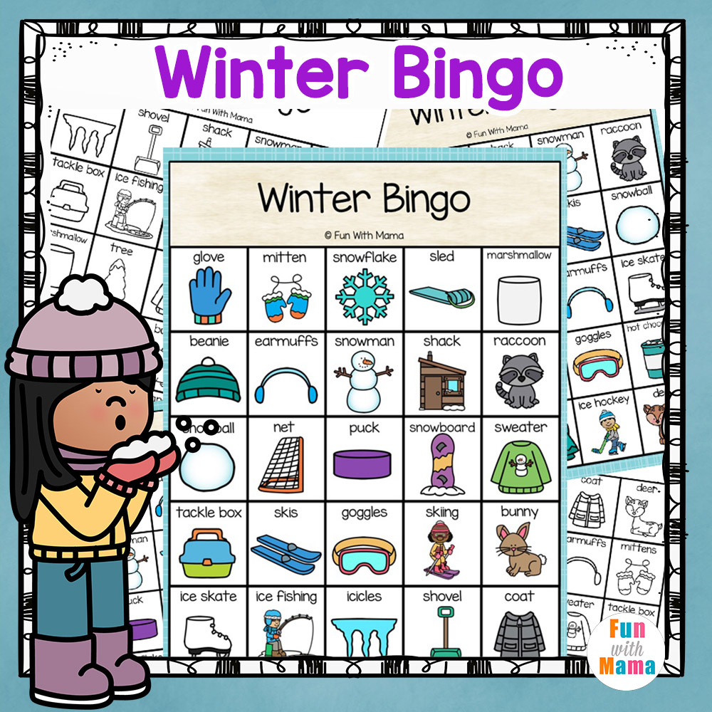 Winter Bingo Fun With Mama Printable Bingo Cards