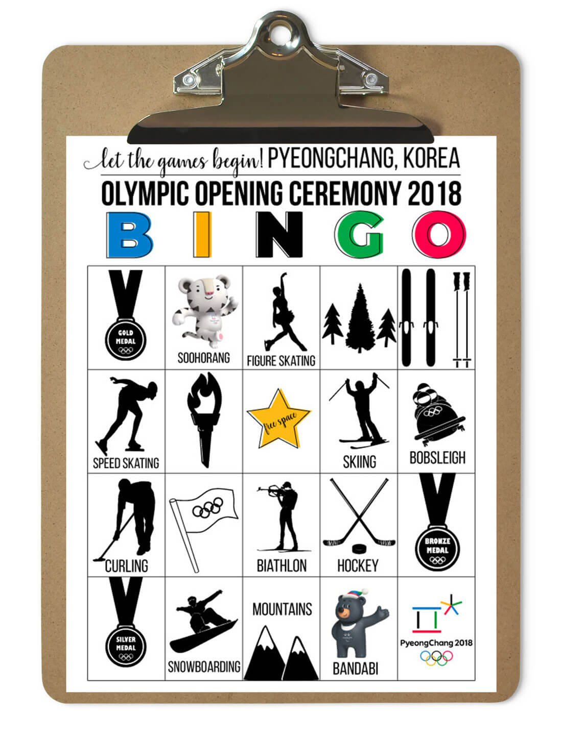 Winter Olympics 2018 Bingo