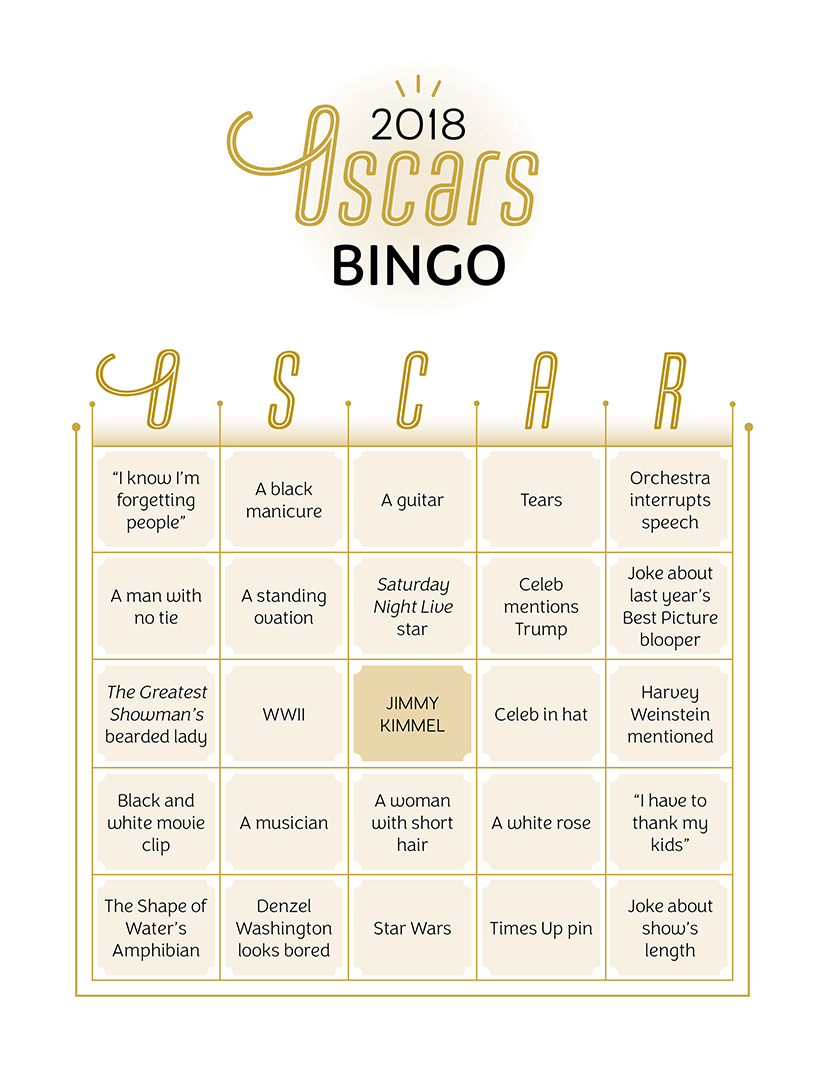 2018 Oscars Bingo Cards | Canadian Living
