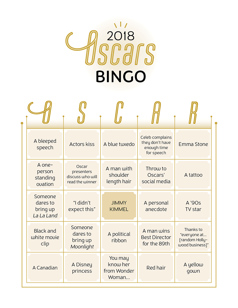 2018 Oscars Bingo Cards | Canadian Living