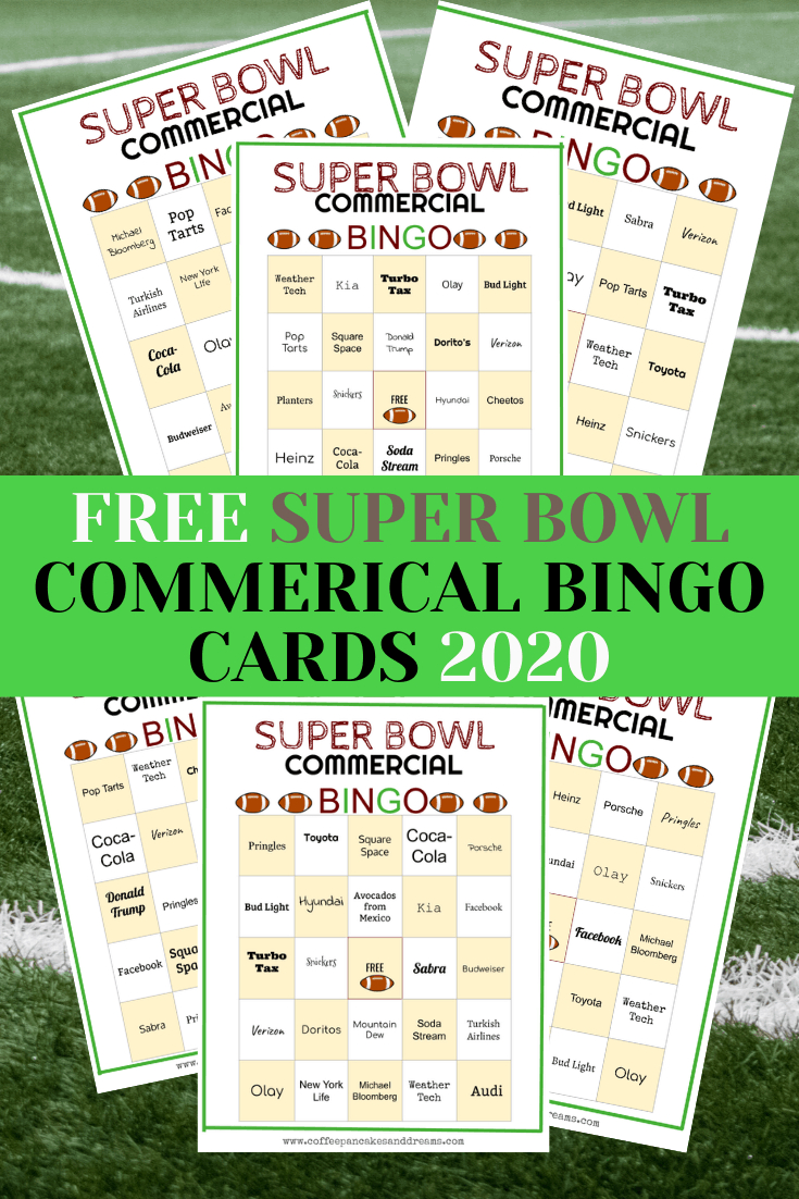 2020 Super Bowl Commercial Bingo Cards Free Printable