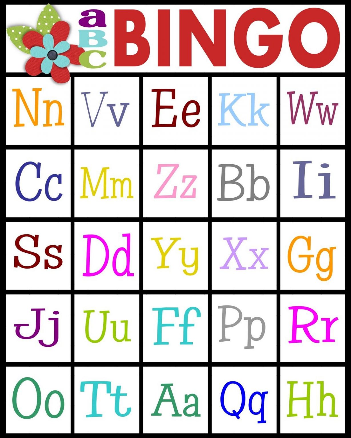 abcs bingo free printable teaching letter recognition printable