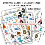 Alice In Wonderland Bingo Printable Game 20 Different Cards