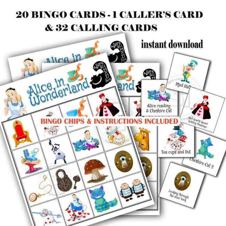 Printable Alice In Wonderland Bingo Cards