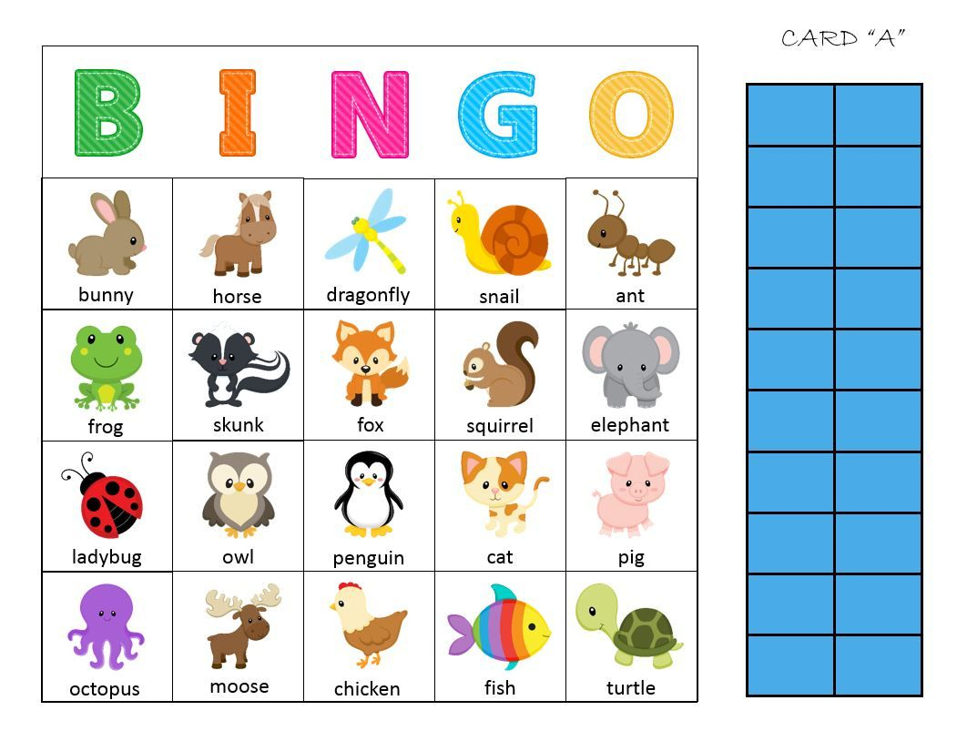 Animal Bingo Card | Bingo Printable, Pets Preschool