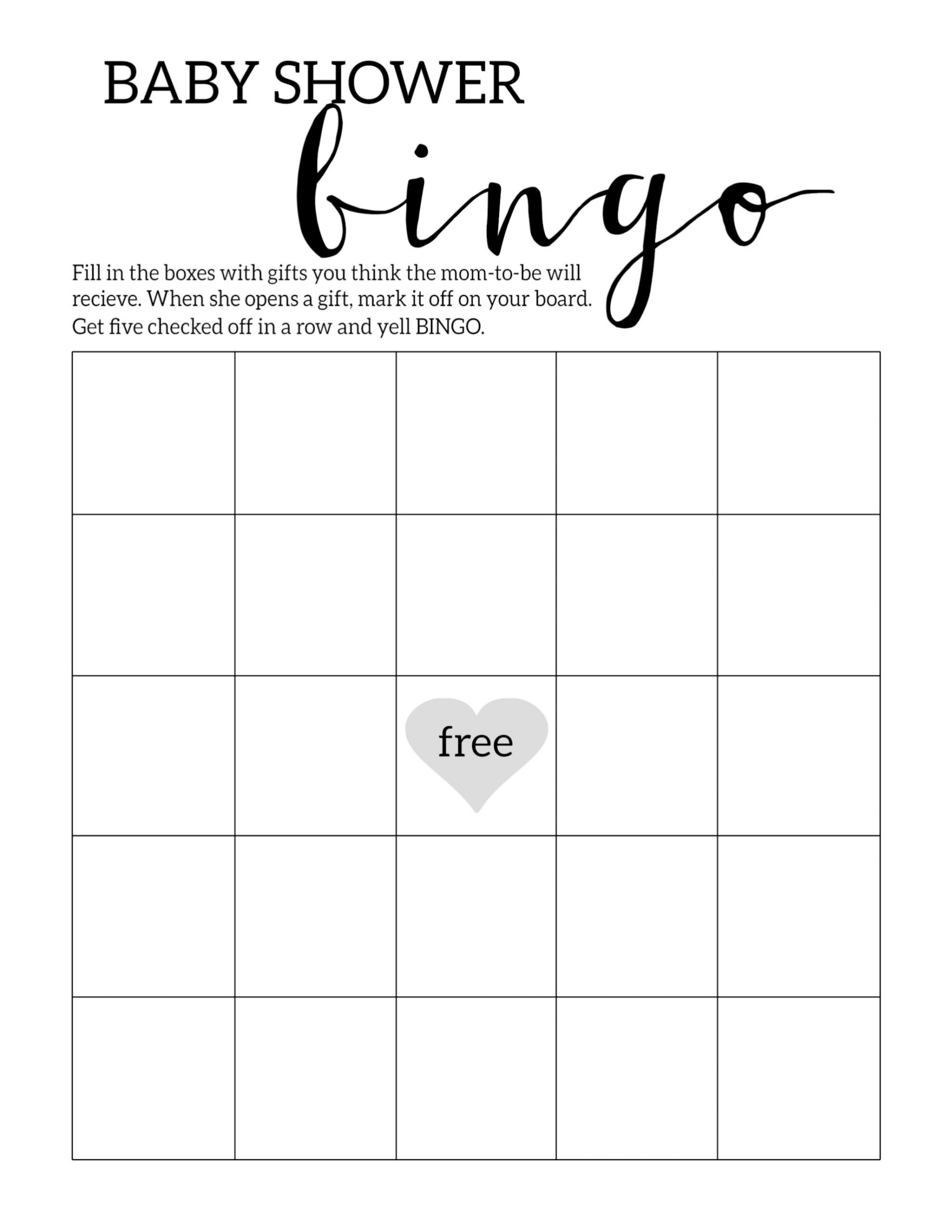Baby Shower Bingo Printable Cards Template - Paper Trail Design