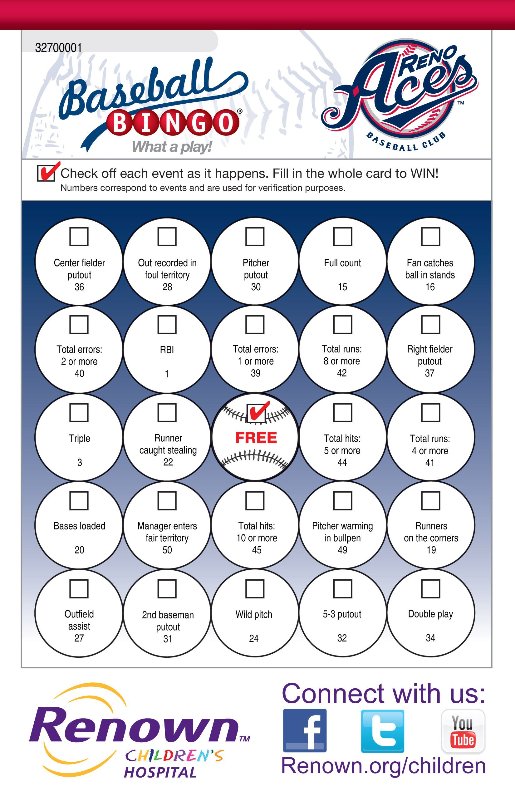 Baseball Bingo - Fan Engagement - Www.playsidelinesports