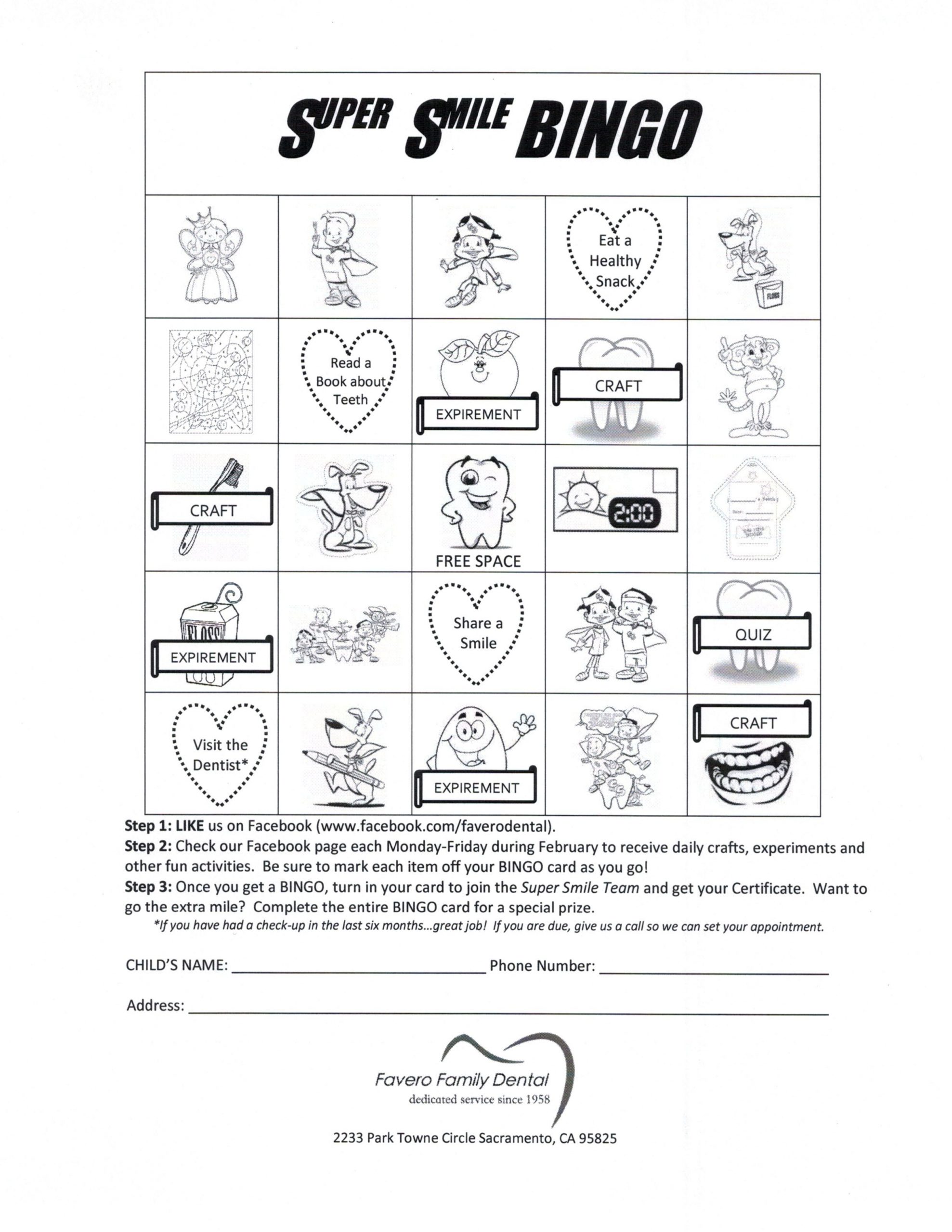 Bingo Card | Childrens Dental Health Month, Childrens Dental