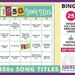 Bingo Card Game: 1950S Song Titles! Fifties Sockhops, Senior
