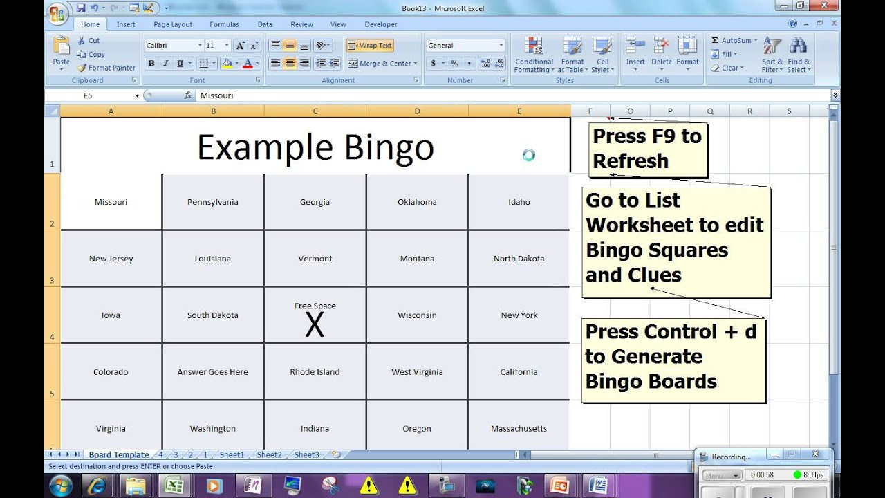 Bingo Card Generator - Microsoft Excel Free Download