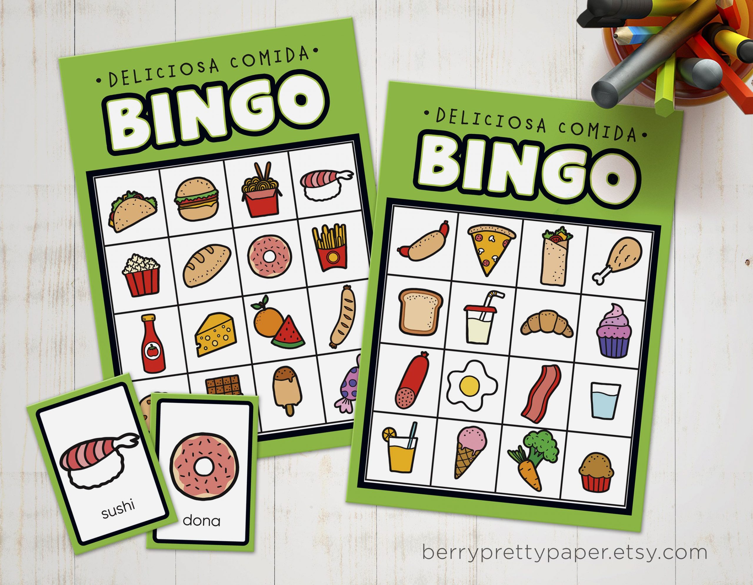 Bingo In Spanish For Kids Food Version - Bingo Game To Learn