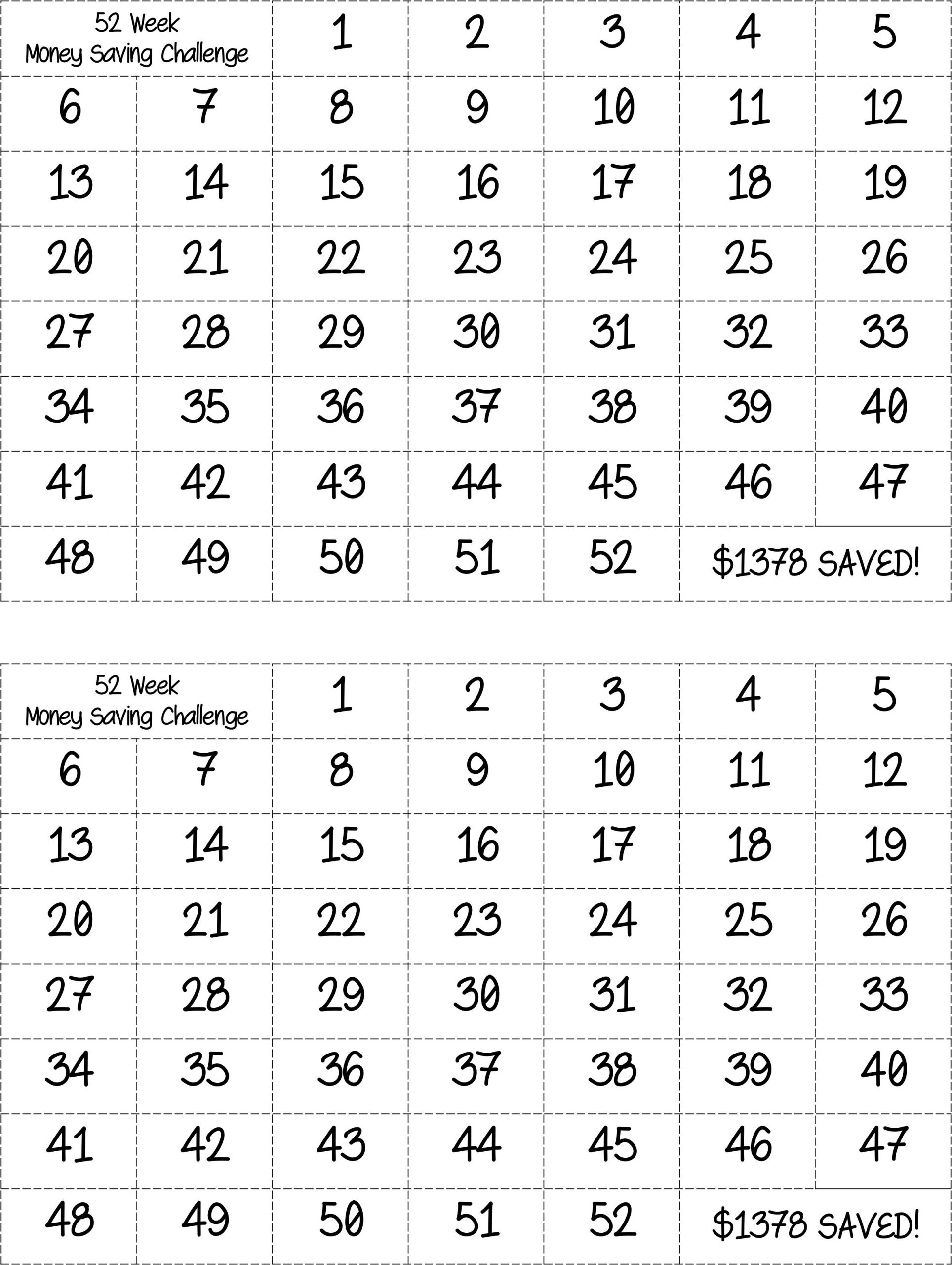 Bingo Style - 52 Week Money Saving Challenge. Prints Two On