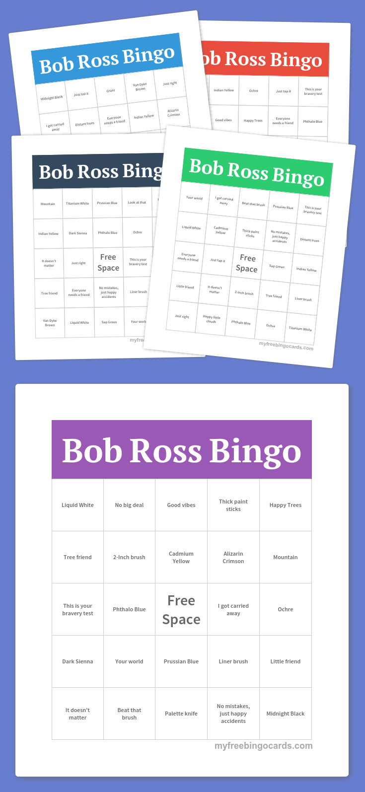 Bob Ross Bingo | Free Bingo Cards, Free Printable Bingo