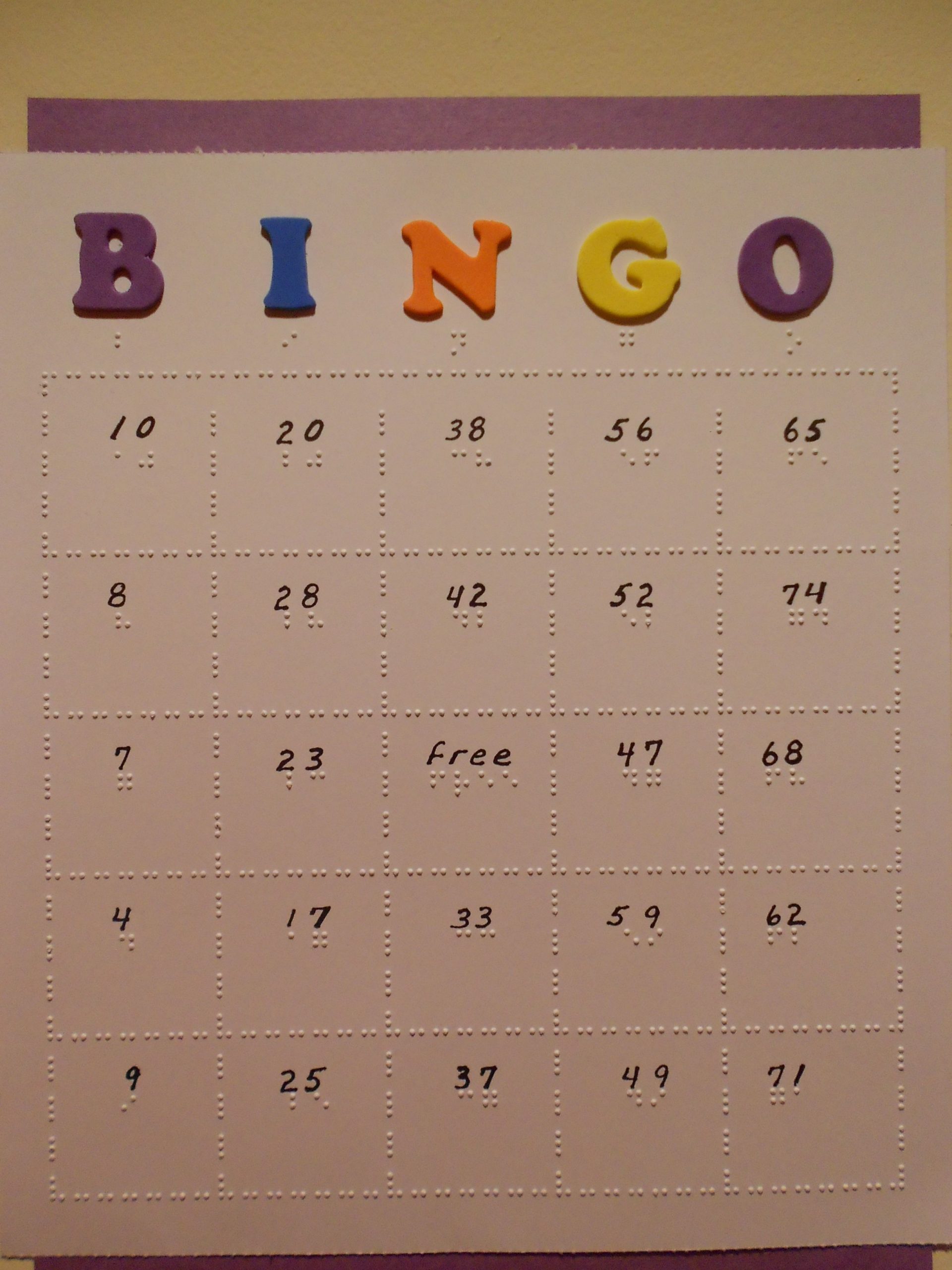 Braille Bingo Cards: Can Be Individually Adapted For The