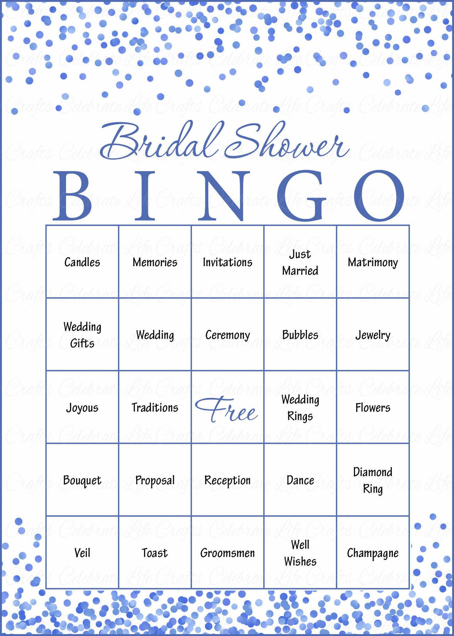 Bridal Bingo Cards - Printable Download - Prefilled - Bridal