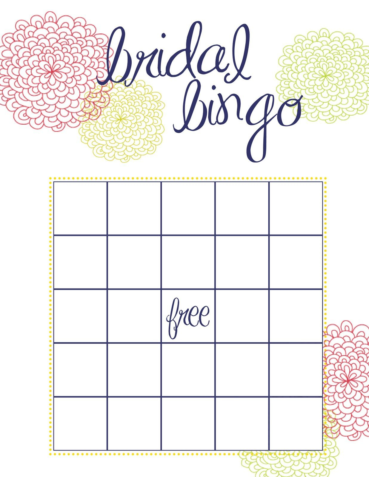 Free Printable Blank Bridal Bingo Cards Printable Bingo Cards