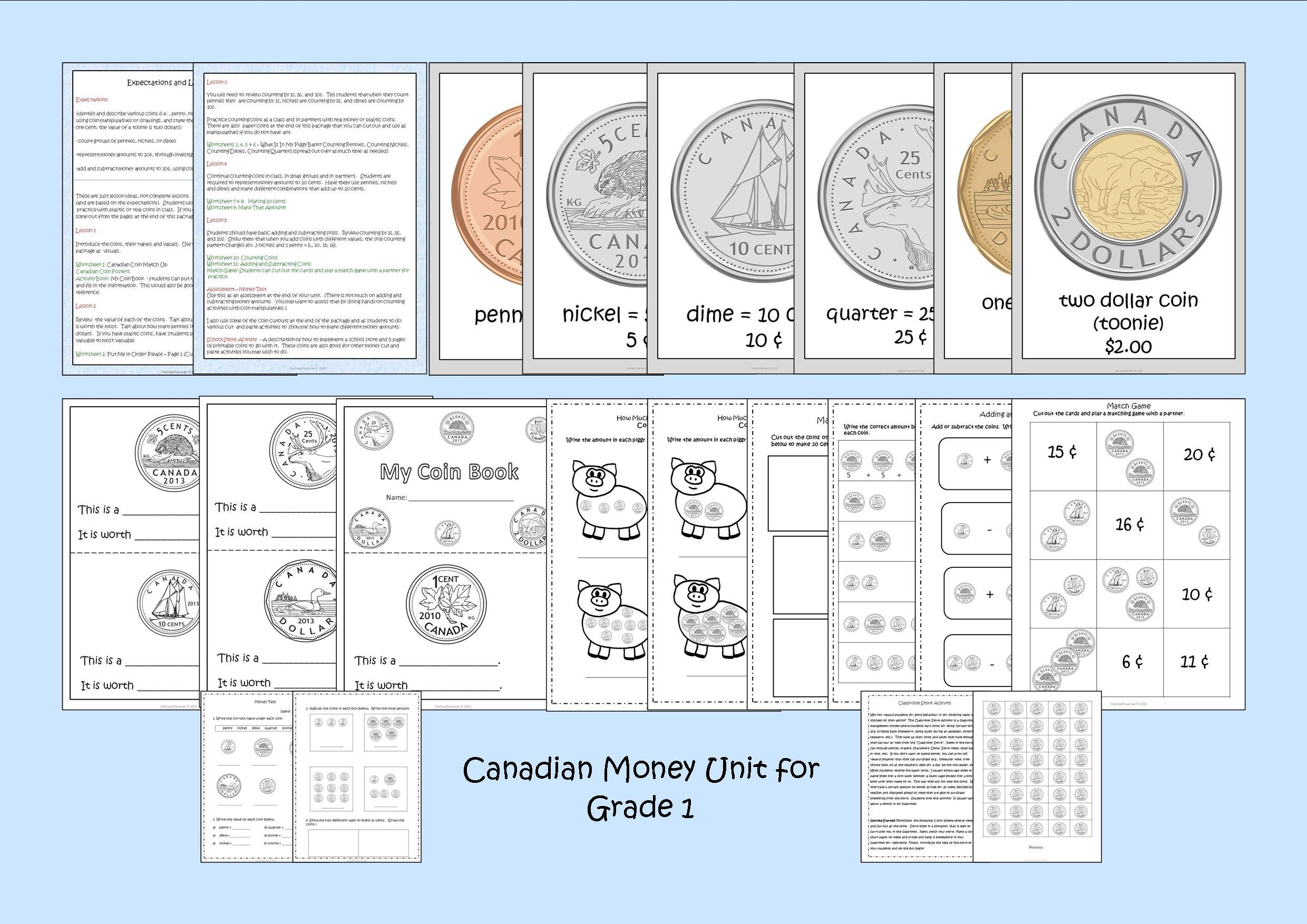Canadian Money Unit (Grade 1) | Ontario Curriculum, Free