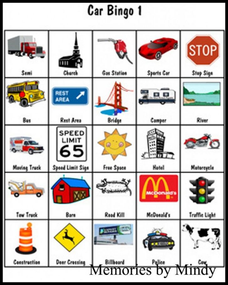 Travel Bingo Cards Makes of Cars Printable Free