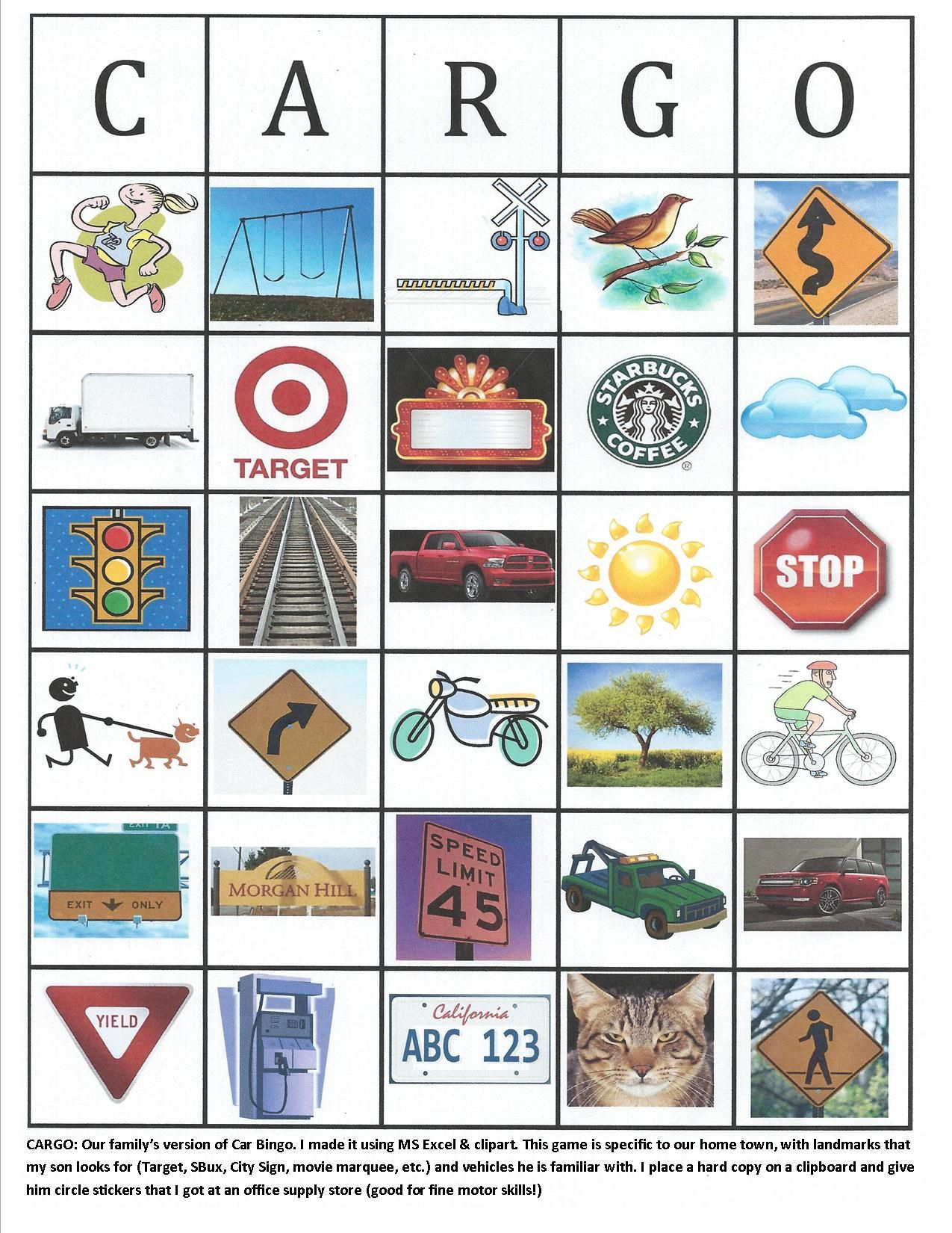 Cargo (Car Bingo) | My Road Trip, Road Trip Fun, Travel Fun