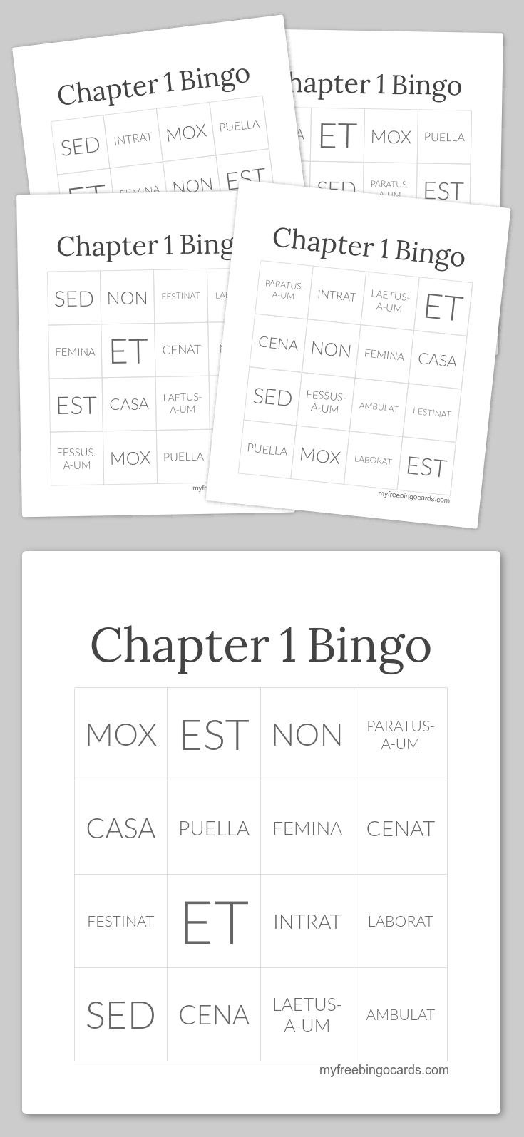 Chapter 1 Olc Latin Bingo Cards X30 | Bingo Cards, Free