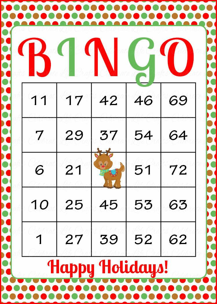 Christmas Bingo Cards - Printable Download - Prefilled