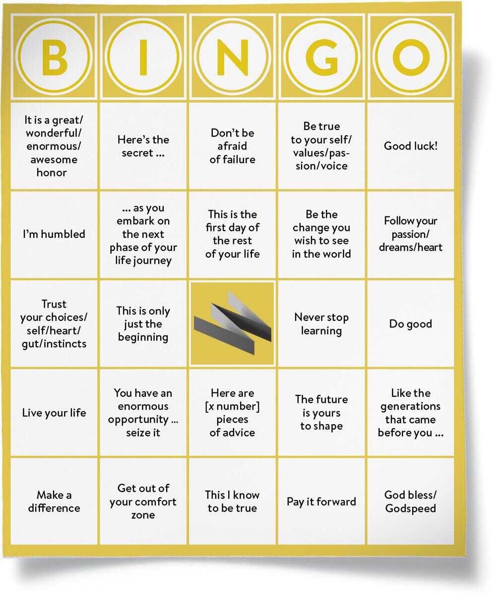 Commencement Bingo. | Graduation Speech, Bingo, Graduation