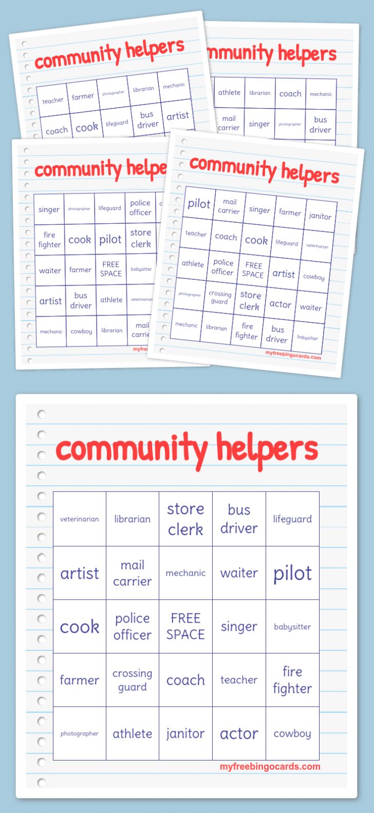 Community Helpers Bingo Bingo Cards Printable Free Bingo Printable Bingo Cards