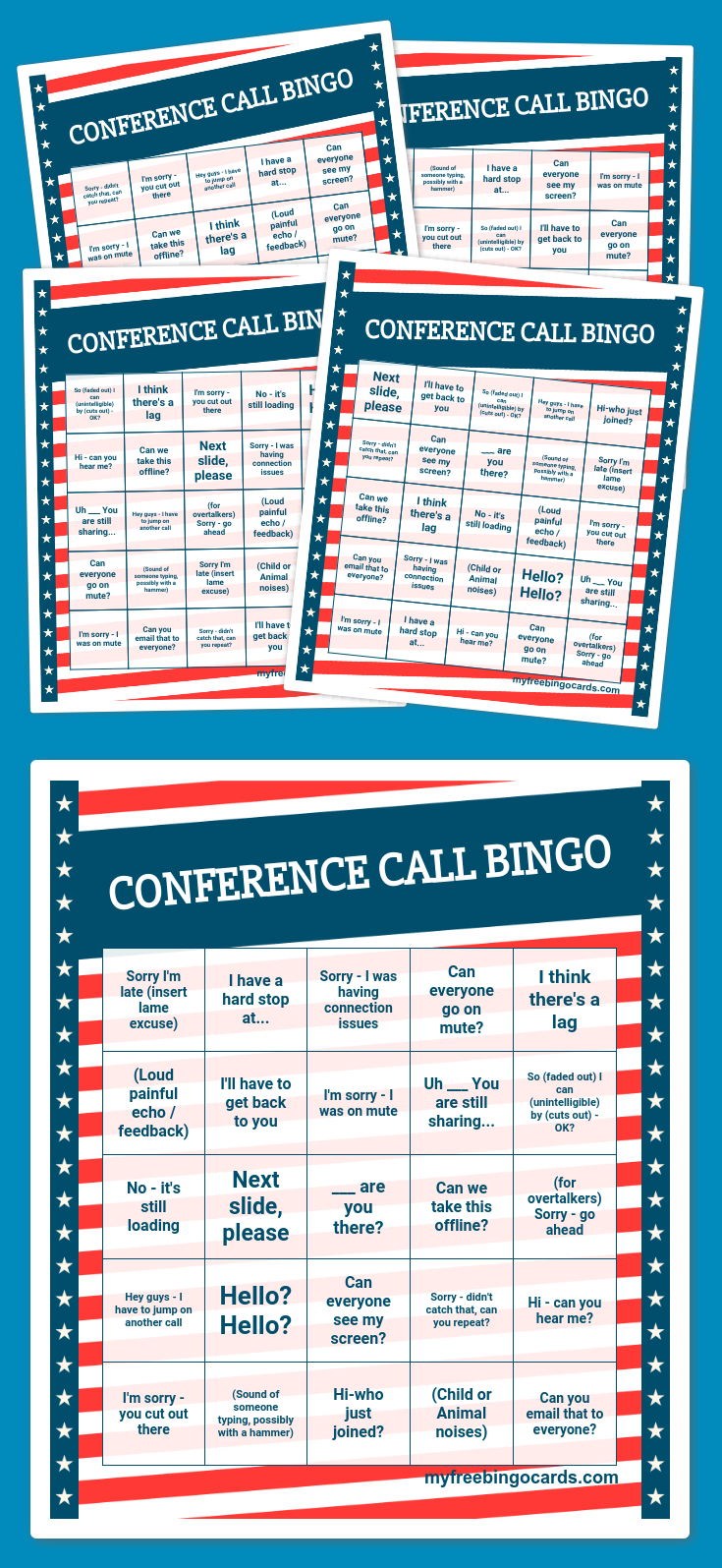 Conference Call Bingo | Bingo Card Generator, Free Printable