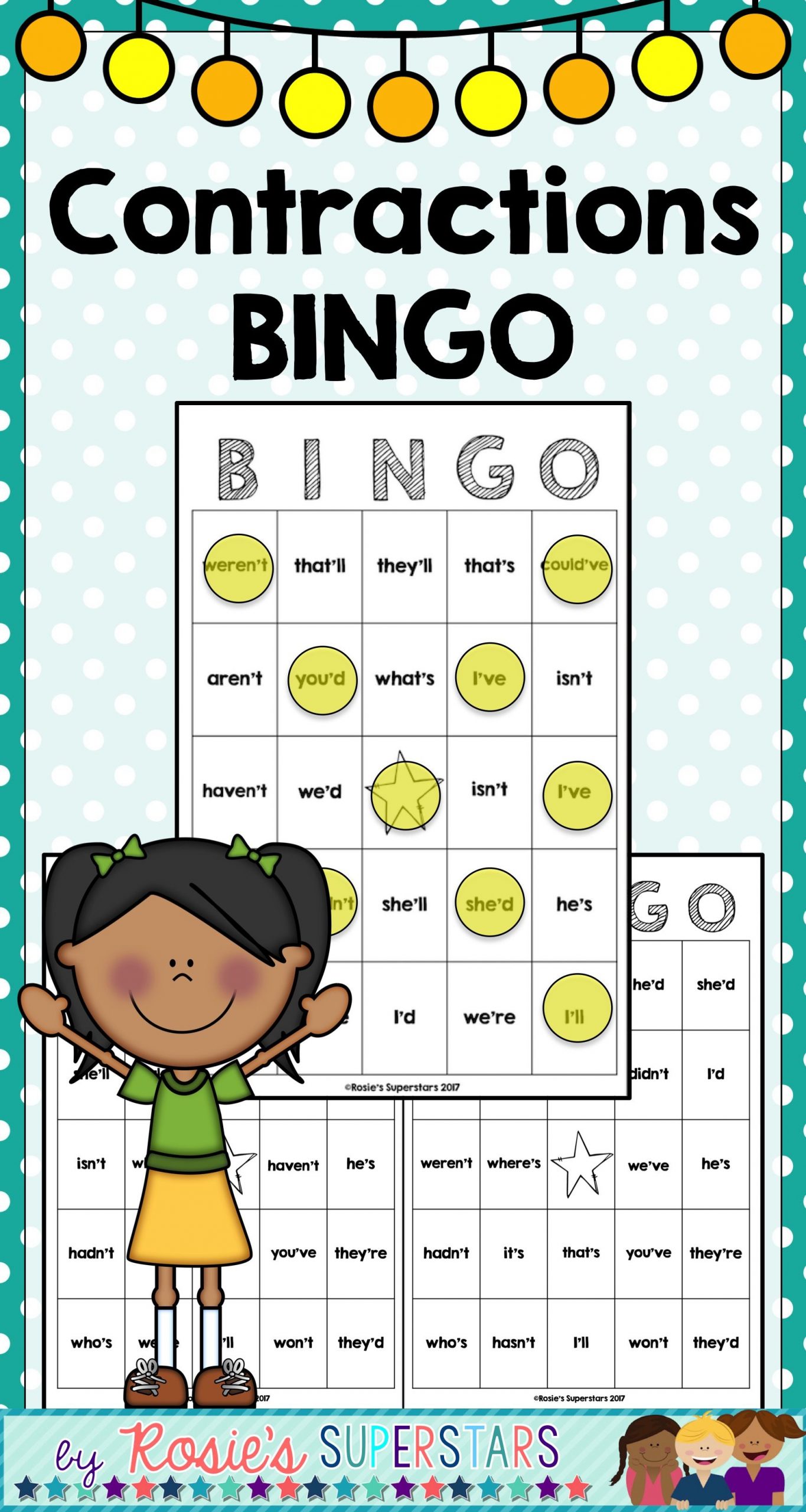 Contractions Bingo Game | Bingo Games, Blank Game Board