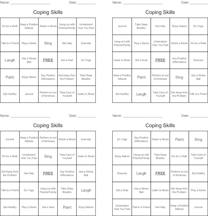 Coping Skills Bingo Printable