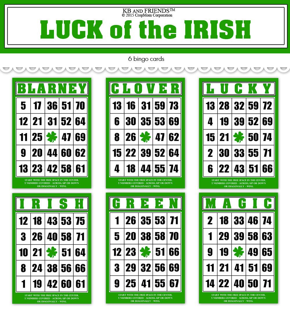 Digital St. Patrick&amp;#039;s Day Bingo Cards For Crafts / Ephemera