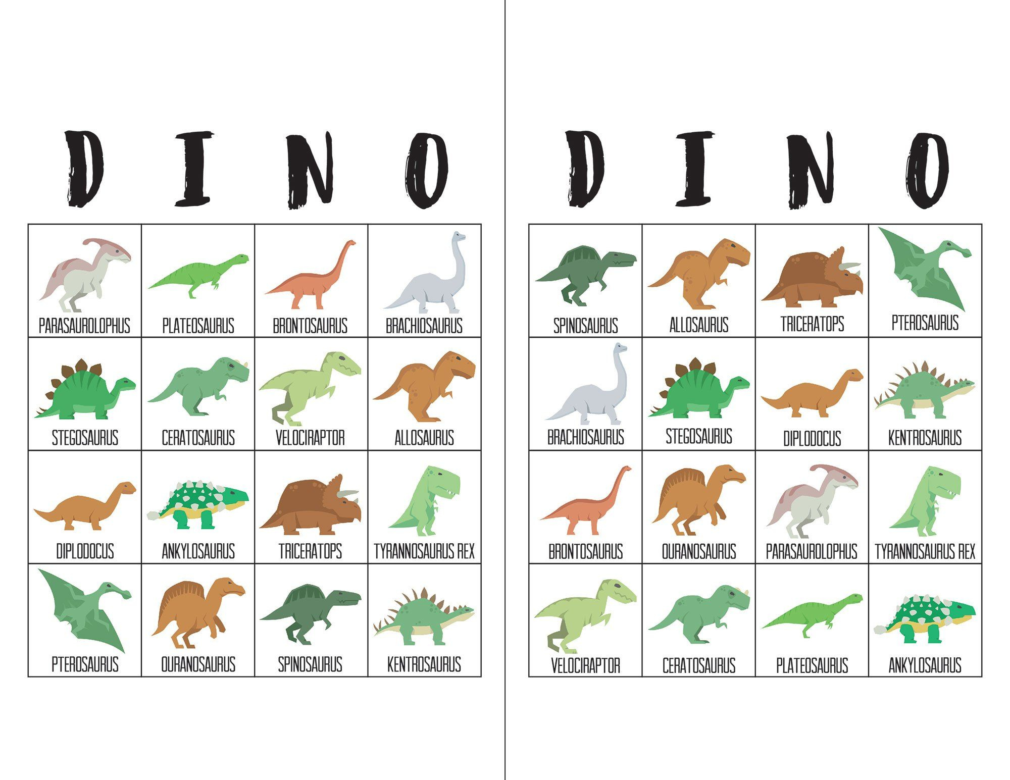 Dinosaur Bingo Cards | Bingo Cards, Dinosaur Birthday Party