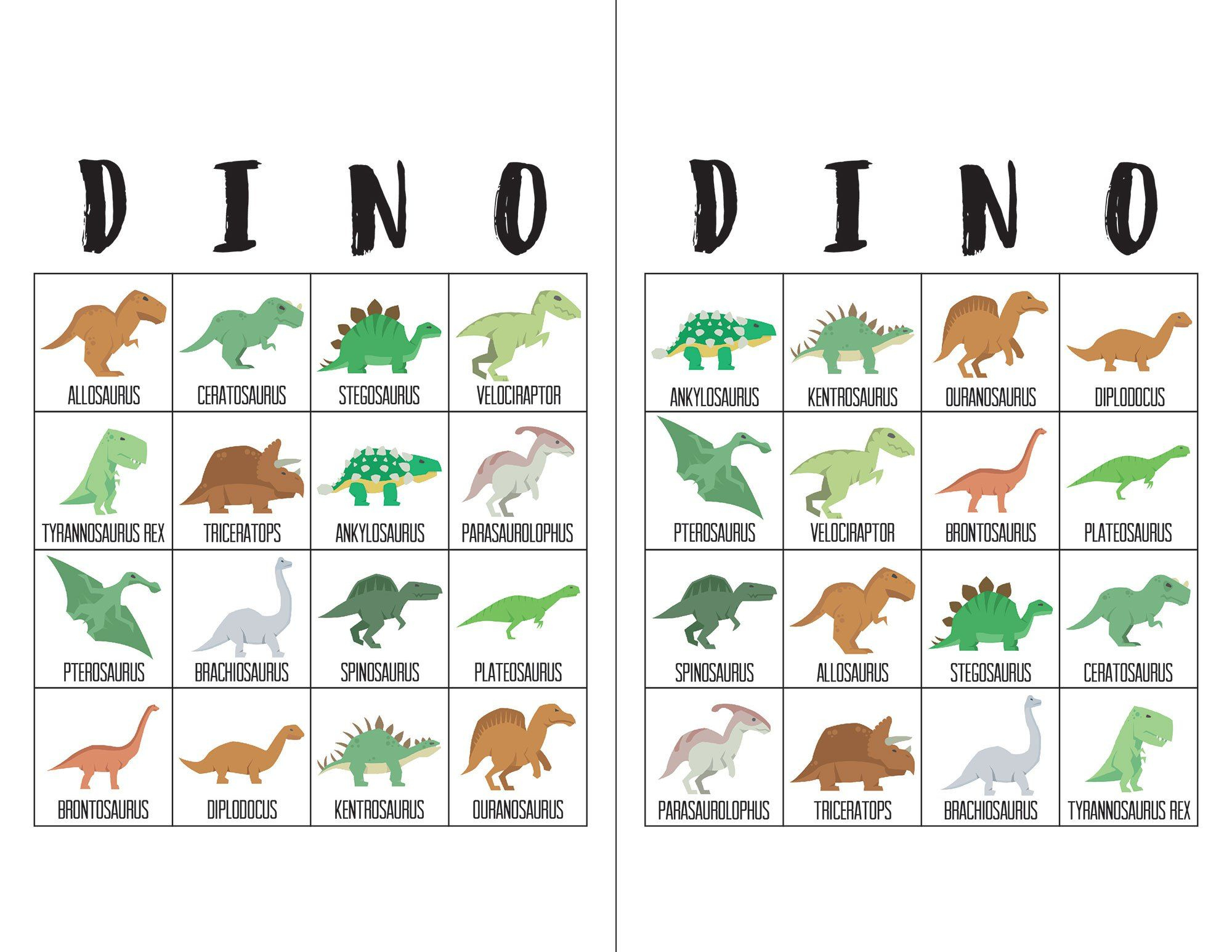 Dinosaur Bingo Cards - Dinosaurussen, Feestje En Verjaardag