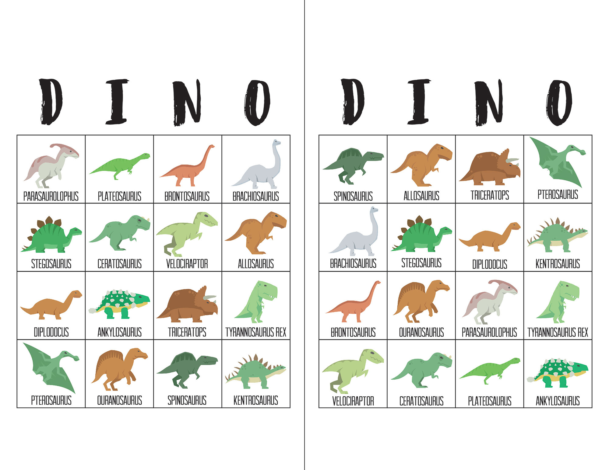 Dinosaur Bingo Cards - The Okie Home