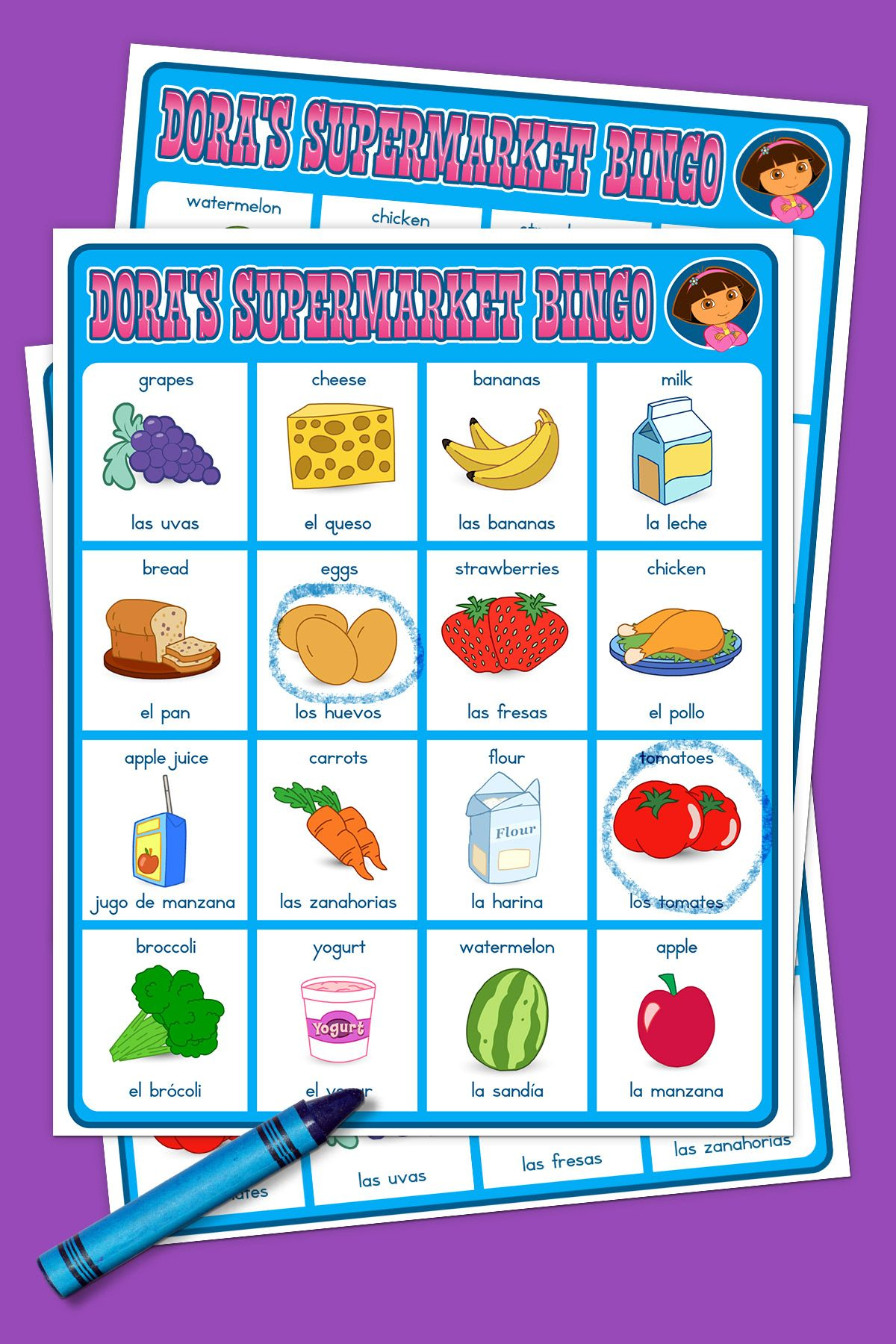 Dora Supermarket Bingo Game | Supermarket Games, Dora The