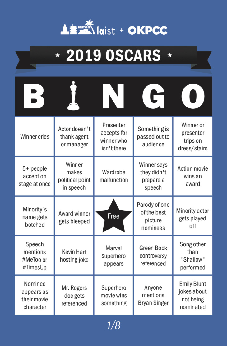 Download Oscars Bingo Cards And Play Along With Laist: Laist