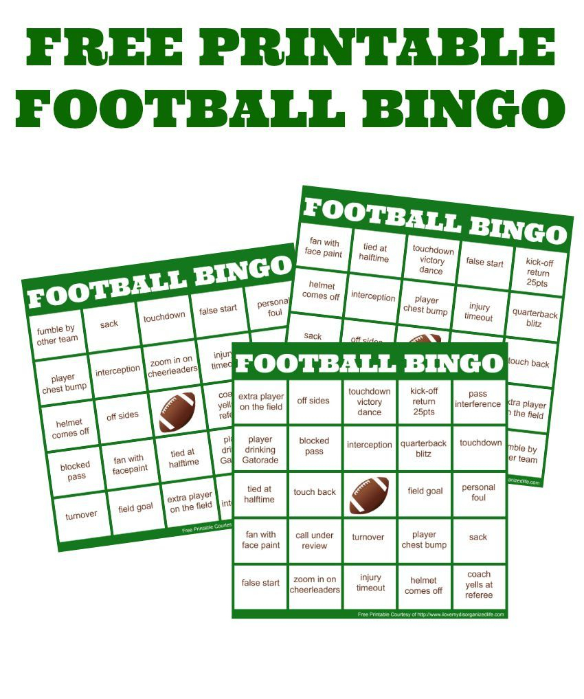 Easy Football Watching + Football Bingo Cards | Bingo, Bingo