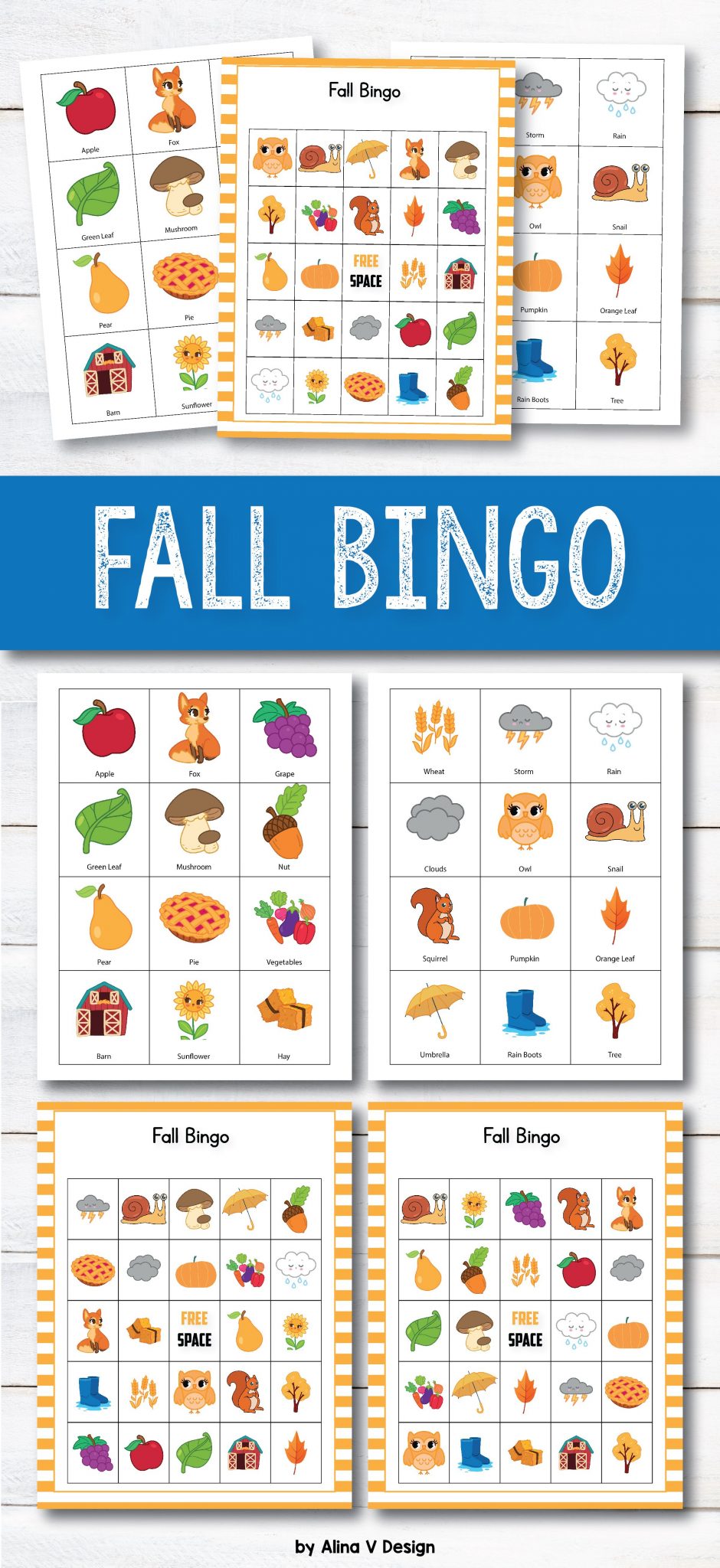 Autumn Bingo Printable Cards